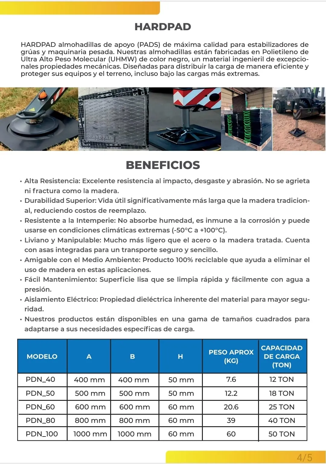 Ficha técnica y beneficios de las almohadillas HARDPAD