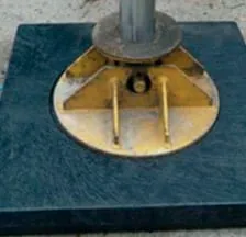 Detalle del pie del estabilizador sobre el pad