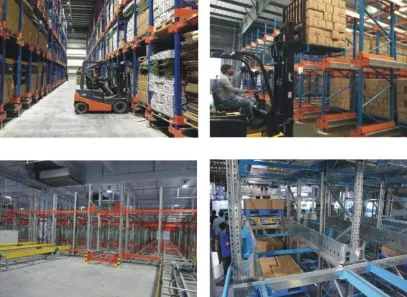 Rack selectivo para pallets con montacargas en operación